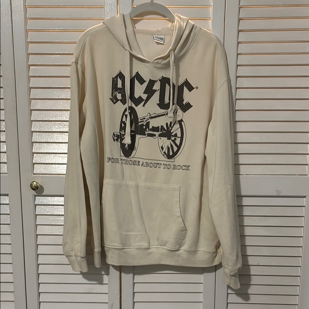 AC/DC Off-White Hoodie with Black Graphic